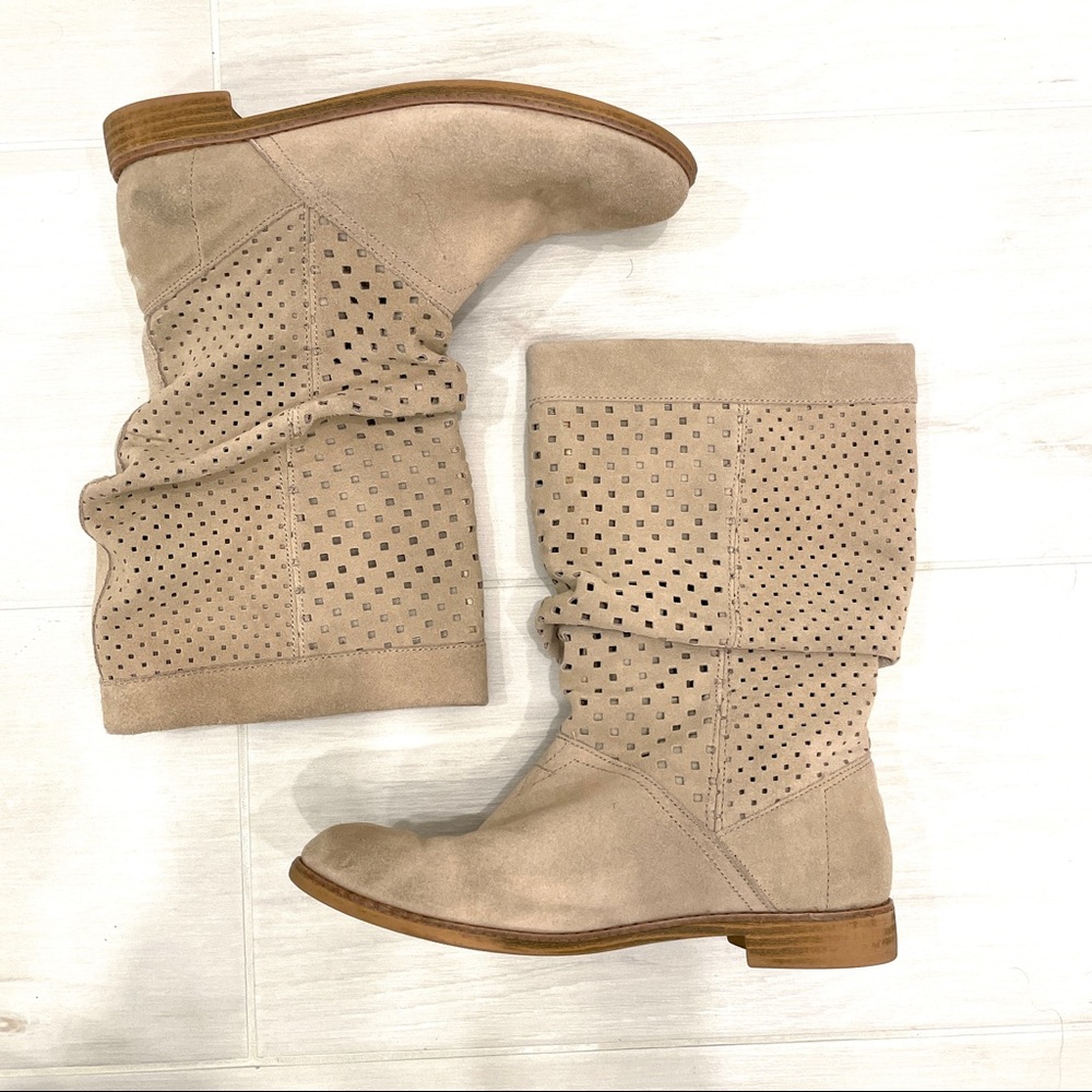 Tom’s Taupe Perforated Serra Slouch Boots